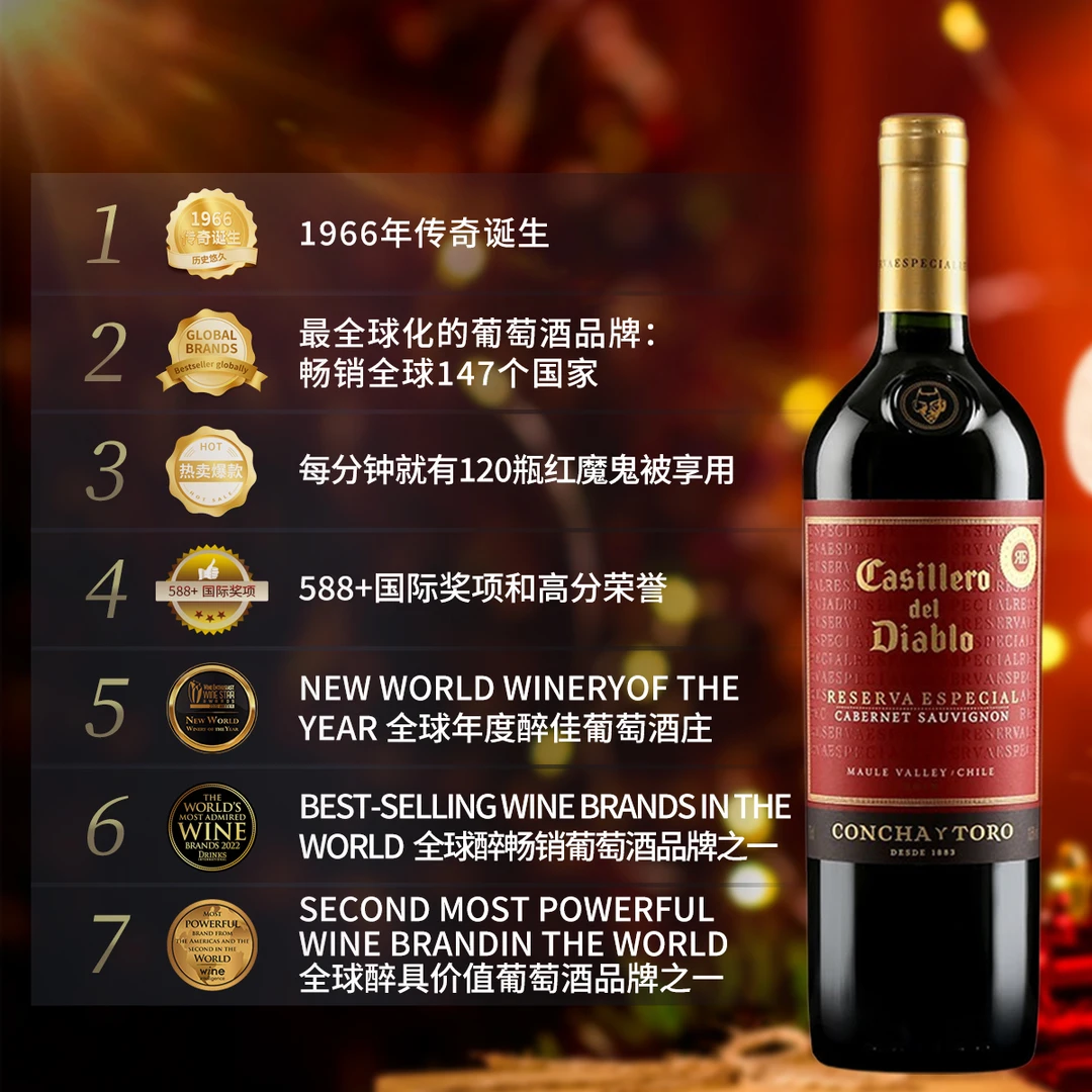 干露酒庄智利原瓶进口红酒 红魔鬼特选珍藏赤霞珠干红葡萄酒750ml