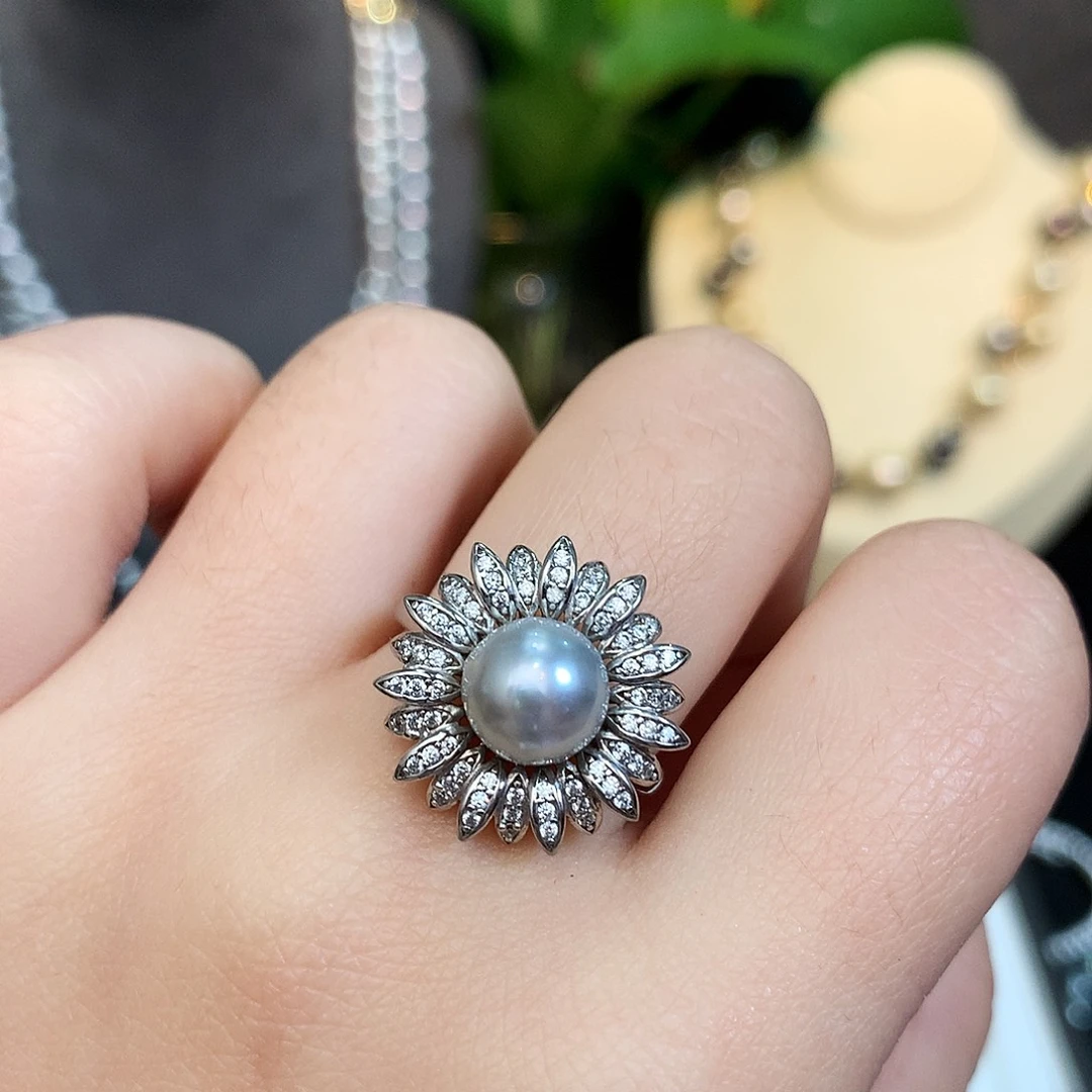 海水珍珠戒指银S925镶嵌