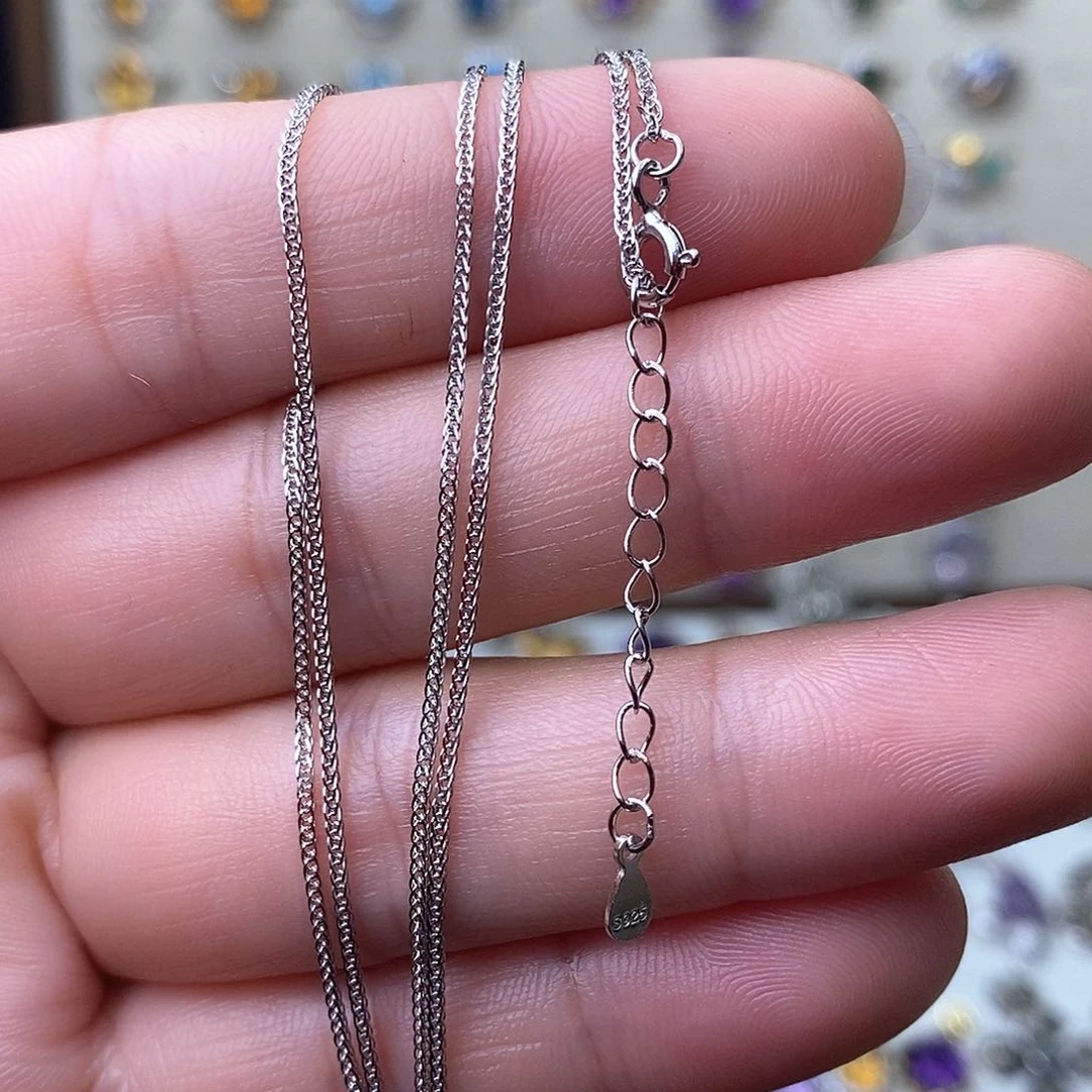 托帕石项链银S925镶嵌木*单拍链子