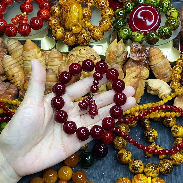 松木琥珀木文玩手串