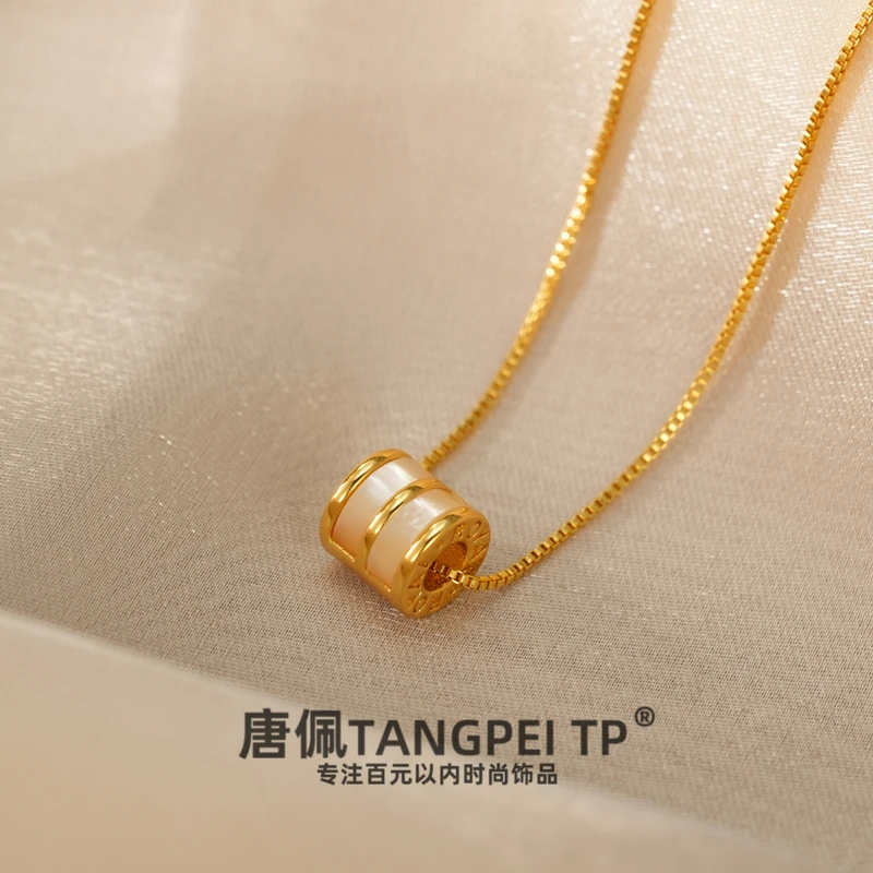 铜合金项链 设计感气质滚珠路路通项链通勤简约时尚饰品