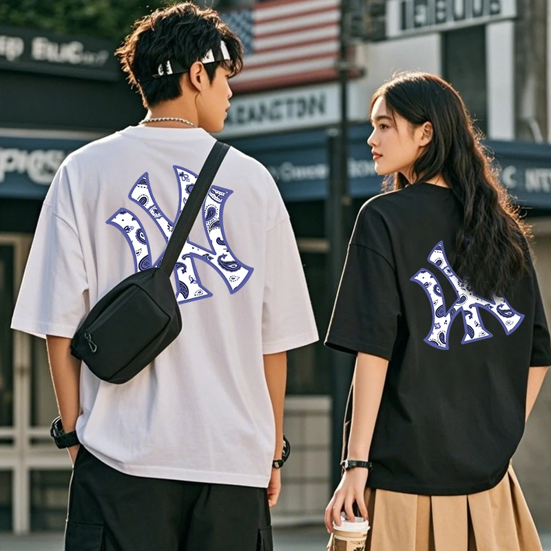 夏季潮流纯棉复古短袖t恤男士宽松百搭休闲情侣款上衣半袖