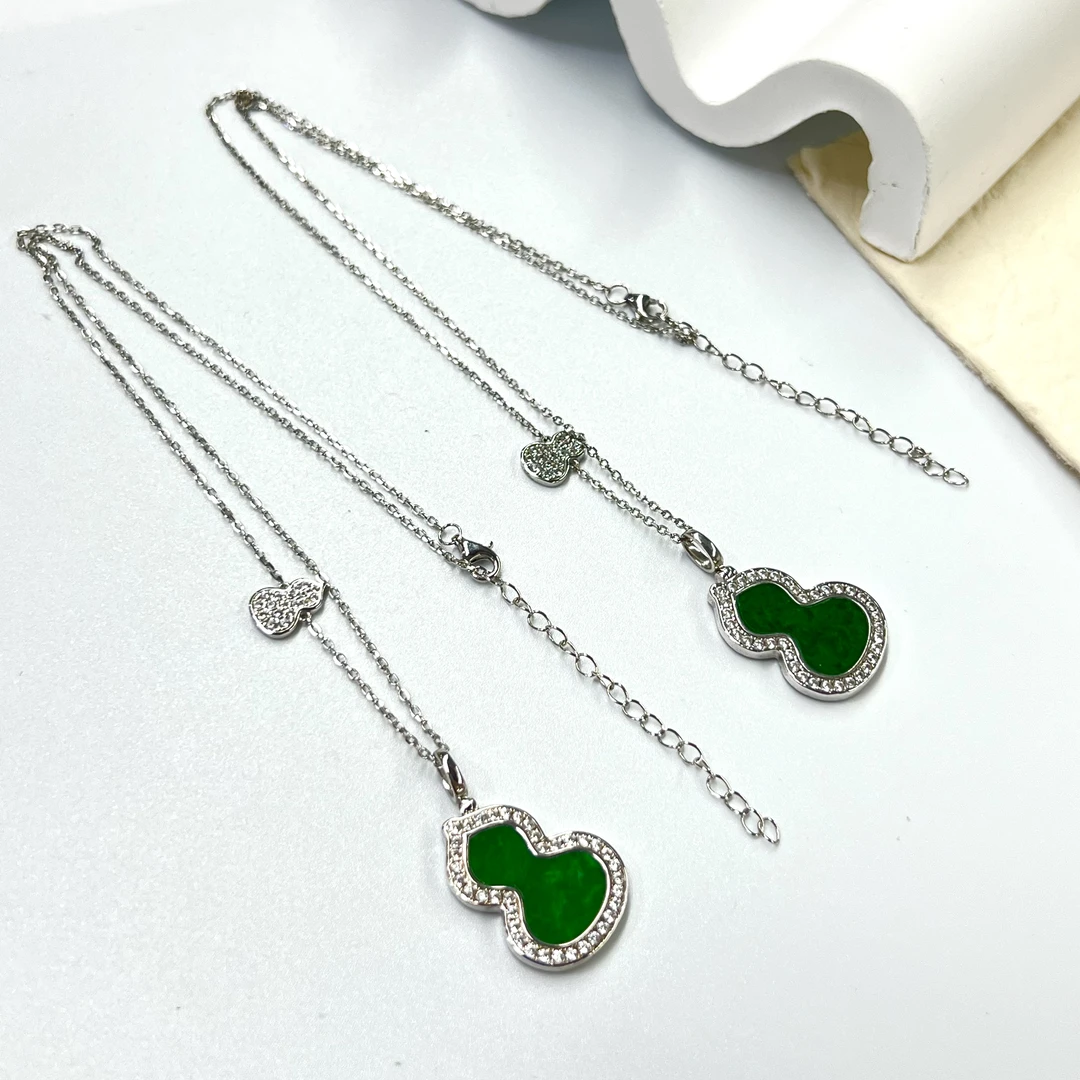 【小宝珠宝】24 T46309-S925银翡翠葫芦吊坠-多样性发一件-18*12mm