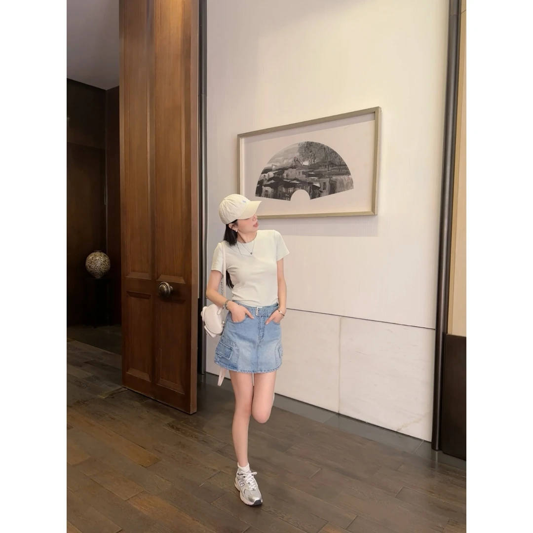 48H【工装裤裙】加长工装高腰防走光a字设计半身裙裤（配腰带）su130