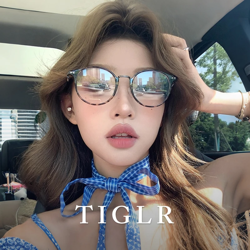 帝格勒超轻玳瑁框眼镜近视女度数可配高级感圆框素颜方圆脸眼睛架