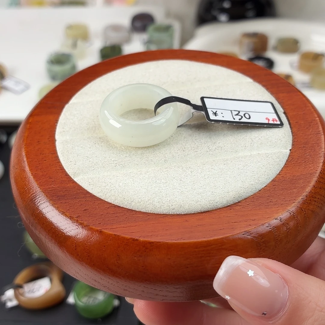 和田玉未镶嵌戒指Q230白轮胎内径16.2港码12