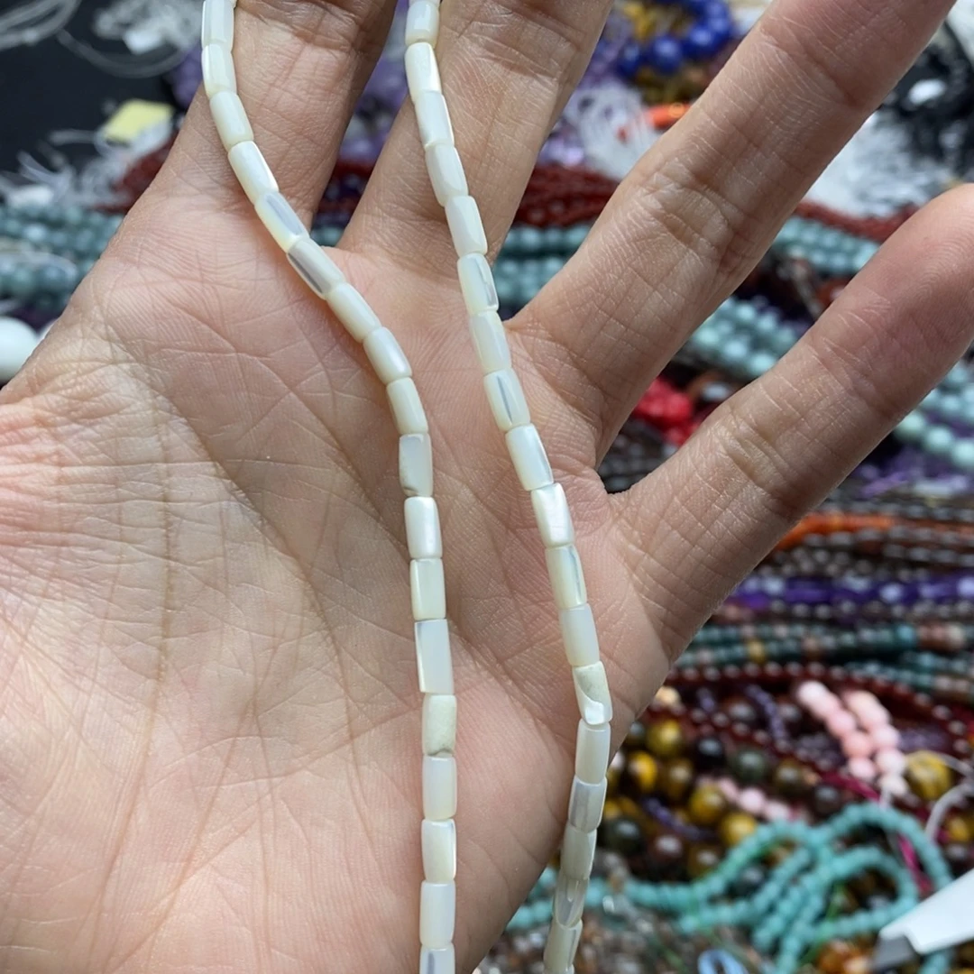 玛瑙/玉髓未镶嵌珠宝半成品一条天然4×7白马蹄螺小细管
