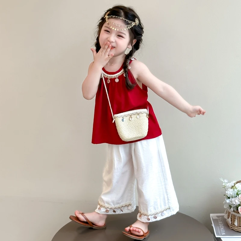 【西域女孩】女童套装2025下装波西米亚风洋气娃娃衫阔腿旅游度假风