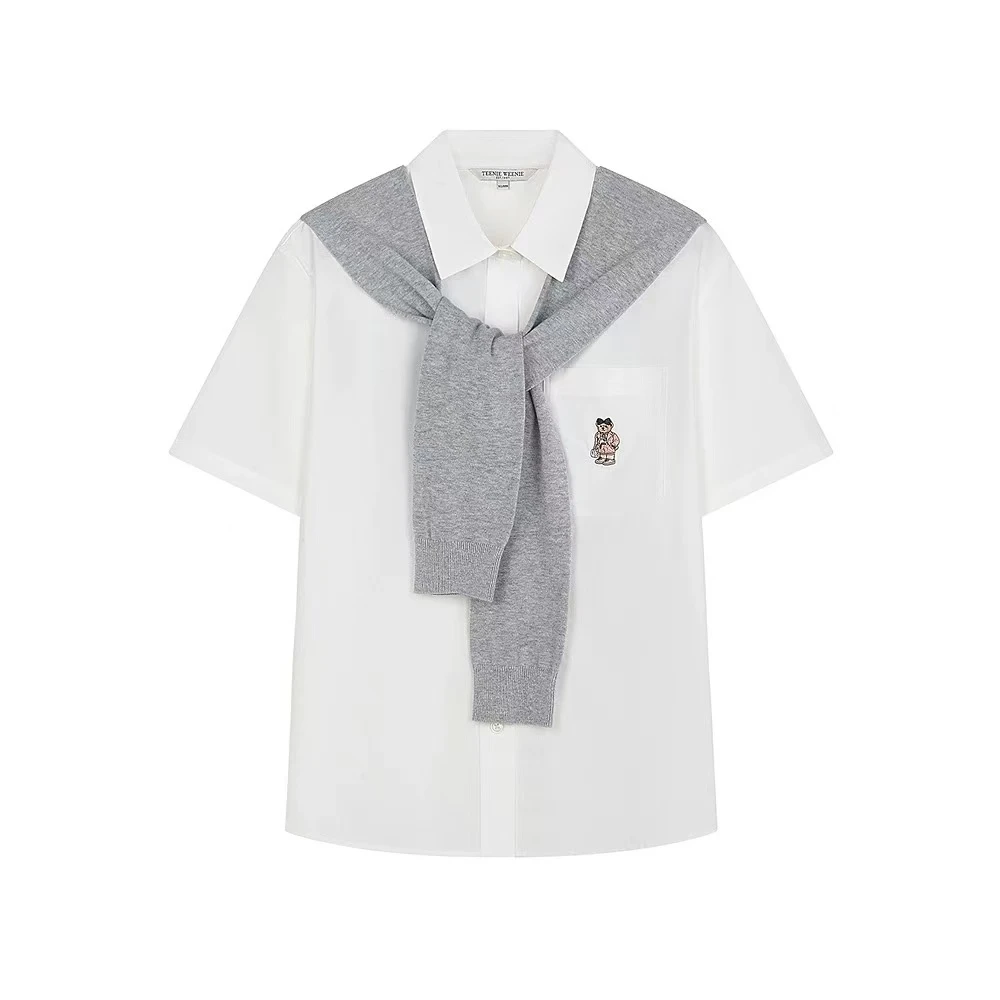 【学院风】小熊披肩衬衫  8192