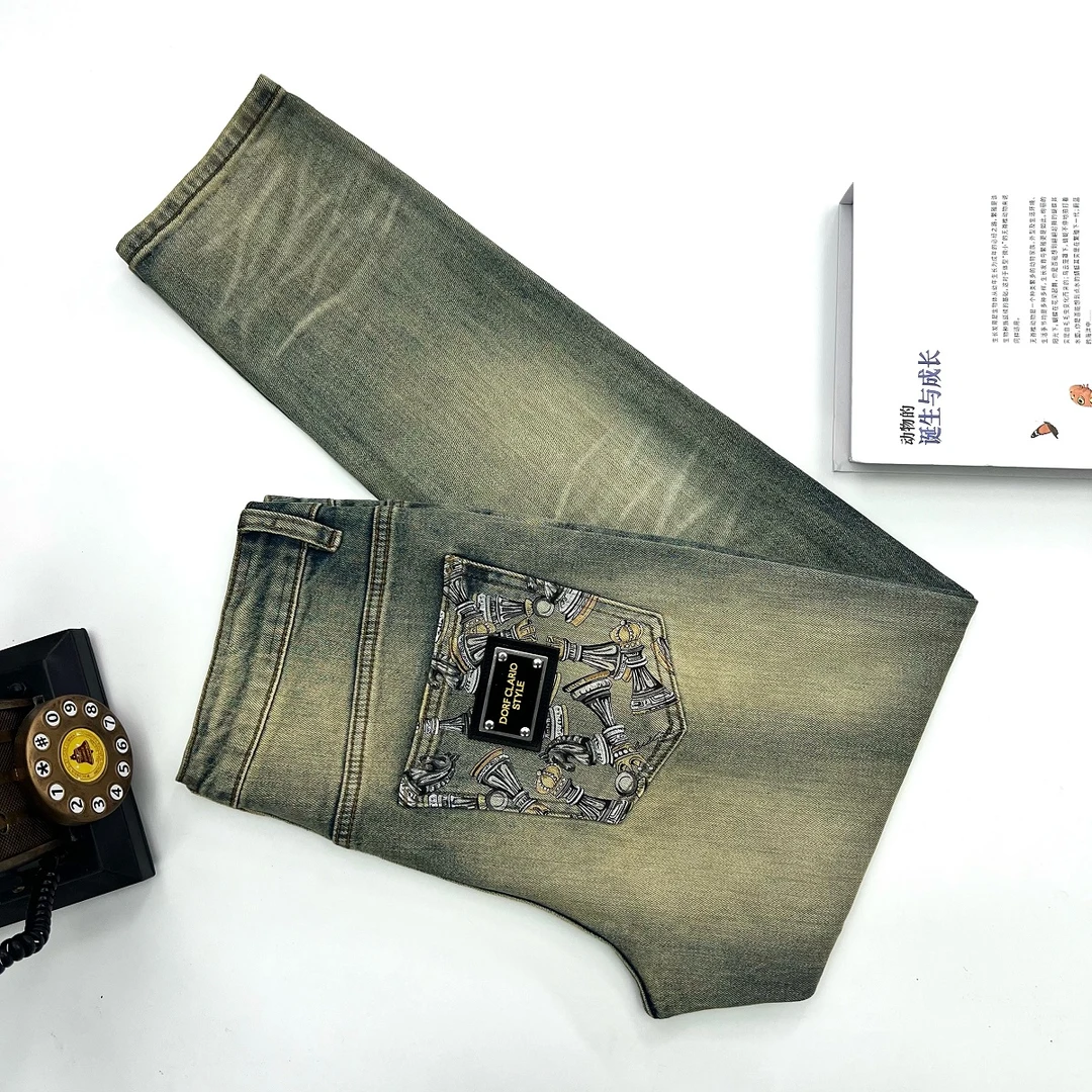 夏季新款7026-70轻奢时尚百搭弹力欧版小直筒男士牛仔裤