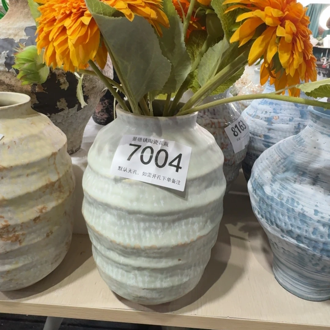一***子陶摆件景德镇高温花瓶编码7004高28口8默认无孔