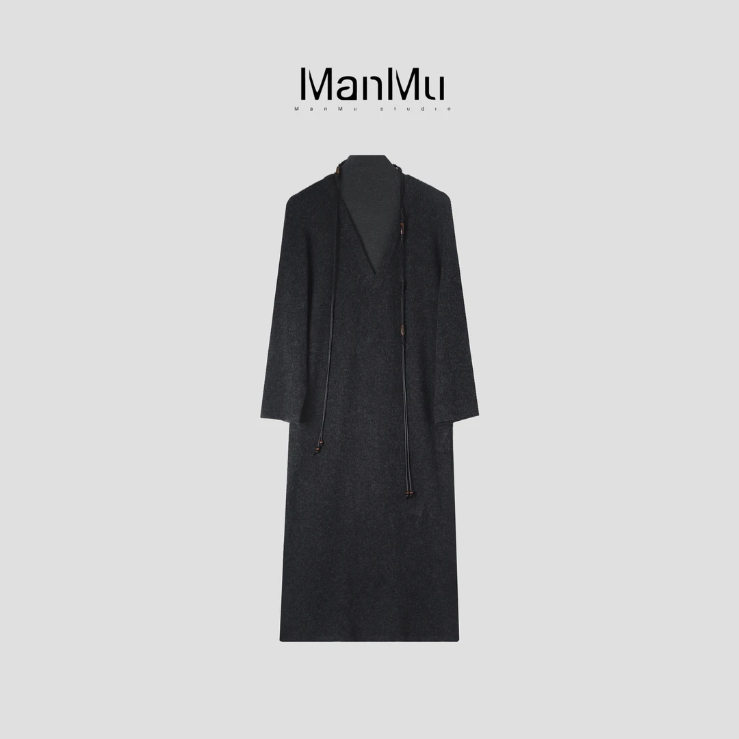 满目ManMu 【张琪专属】高级定制秋季时尚百搭羊毛连衣裙350350