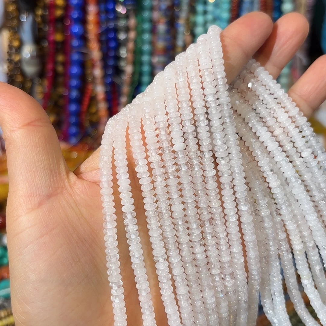 玛瑙/玉髓银S925镀金镶嵌珠宝半成品白水算盘2-4一条