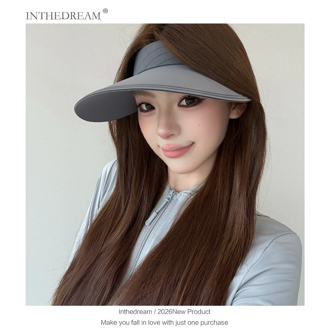 无感一体防晒帽女夏季防紫外线无痕遮阳帽可折叠超轻空顶太阳帽子