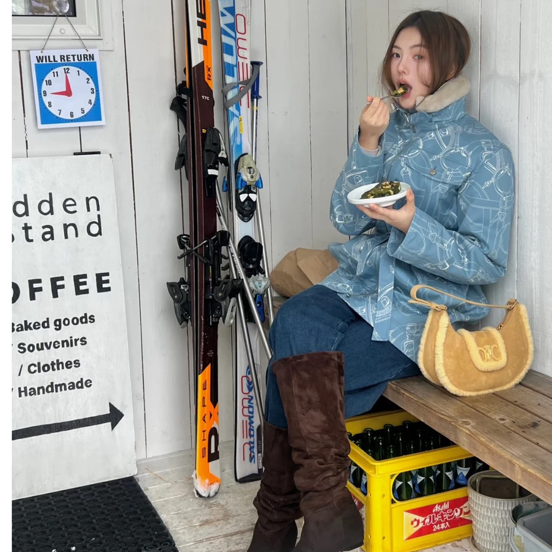 未使用 Hermes/爱马仕 HERMES 爱马仕 蓝白印花派克棉服 03014