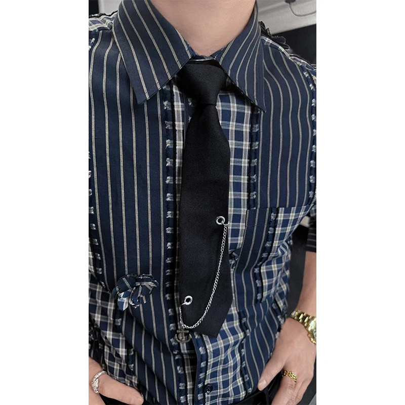 龙叨叨新款潮流金属链装饰高级感小众百搭时尚领带