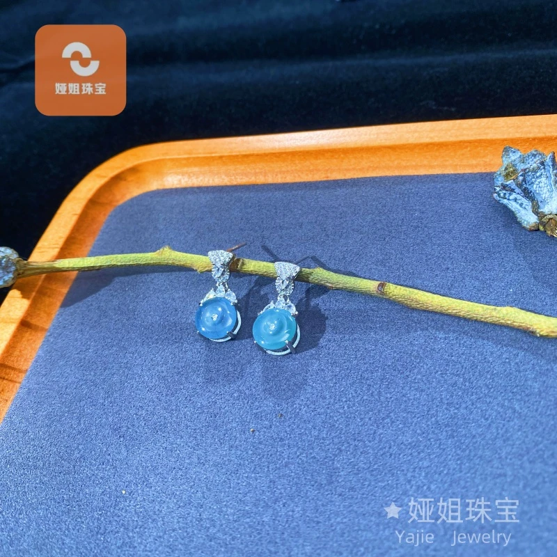 天然A货糯冰翡翠银镶嵌甜甜圈耳钉精美轻奢时尚气质女款