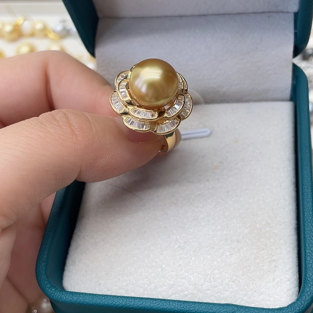 戒指银S925镶嵌海水珍珠