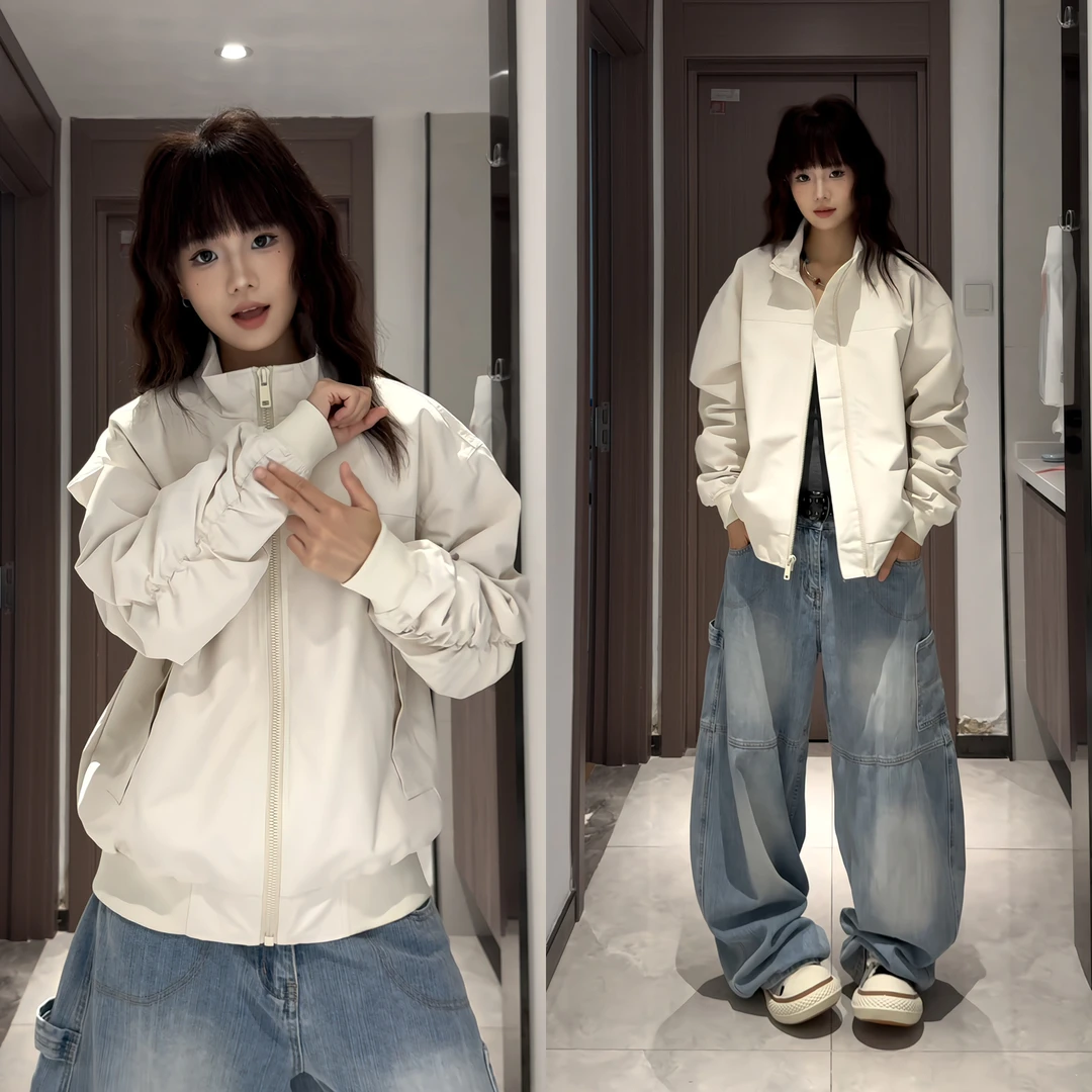 美式教练夹克男春秋高级感三防立领工装飞行员机车棒球服显瘦外套