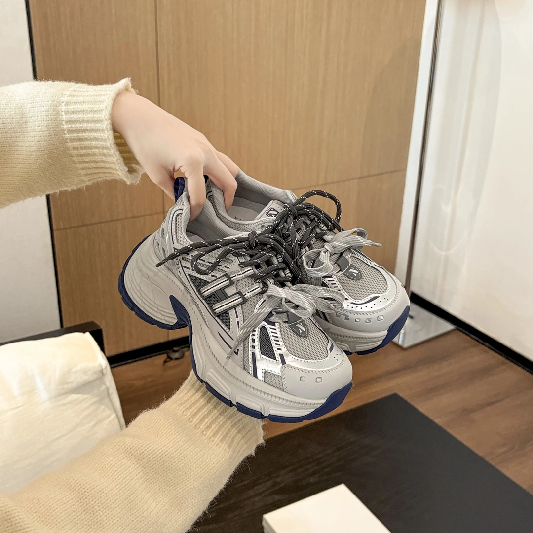 2025年新款减震厚底女士运动鞋休闲厚底增高蓝鲸老爹鞋女