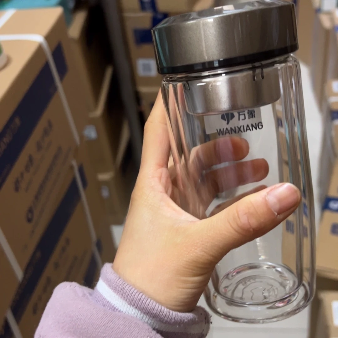 万象V406双层玻璃杯360除垢剂➕杯套