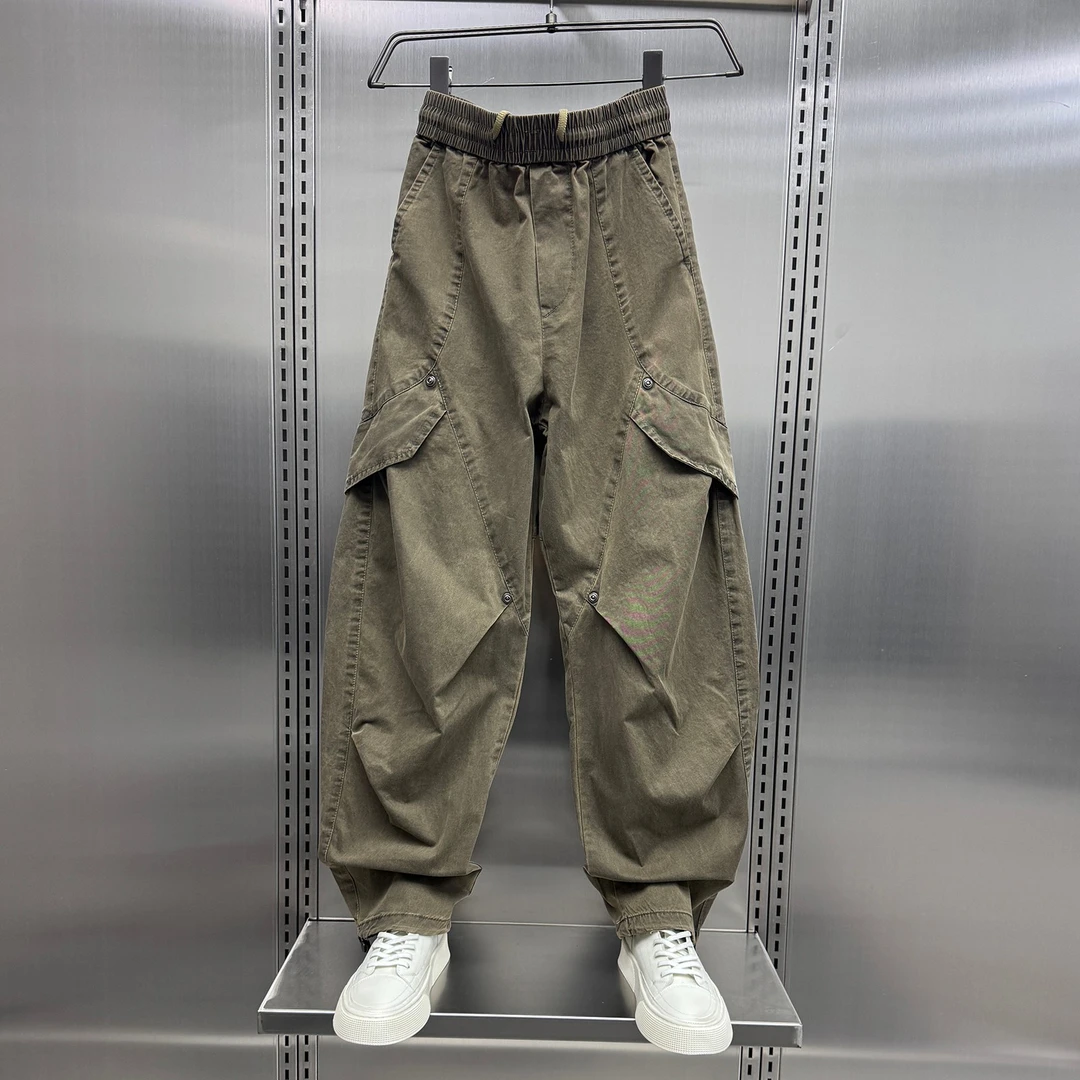 美式高级感复古户外工装裤男士秋冬新款弯刀直筒裤潮流宽松休闲裤