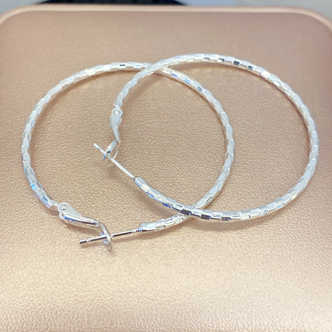 编号02  实心碎银几两大圈耳环女款大耳圈  （无礼盒）