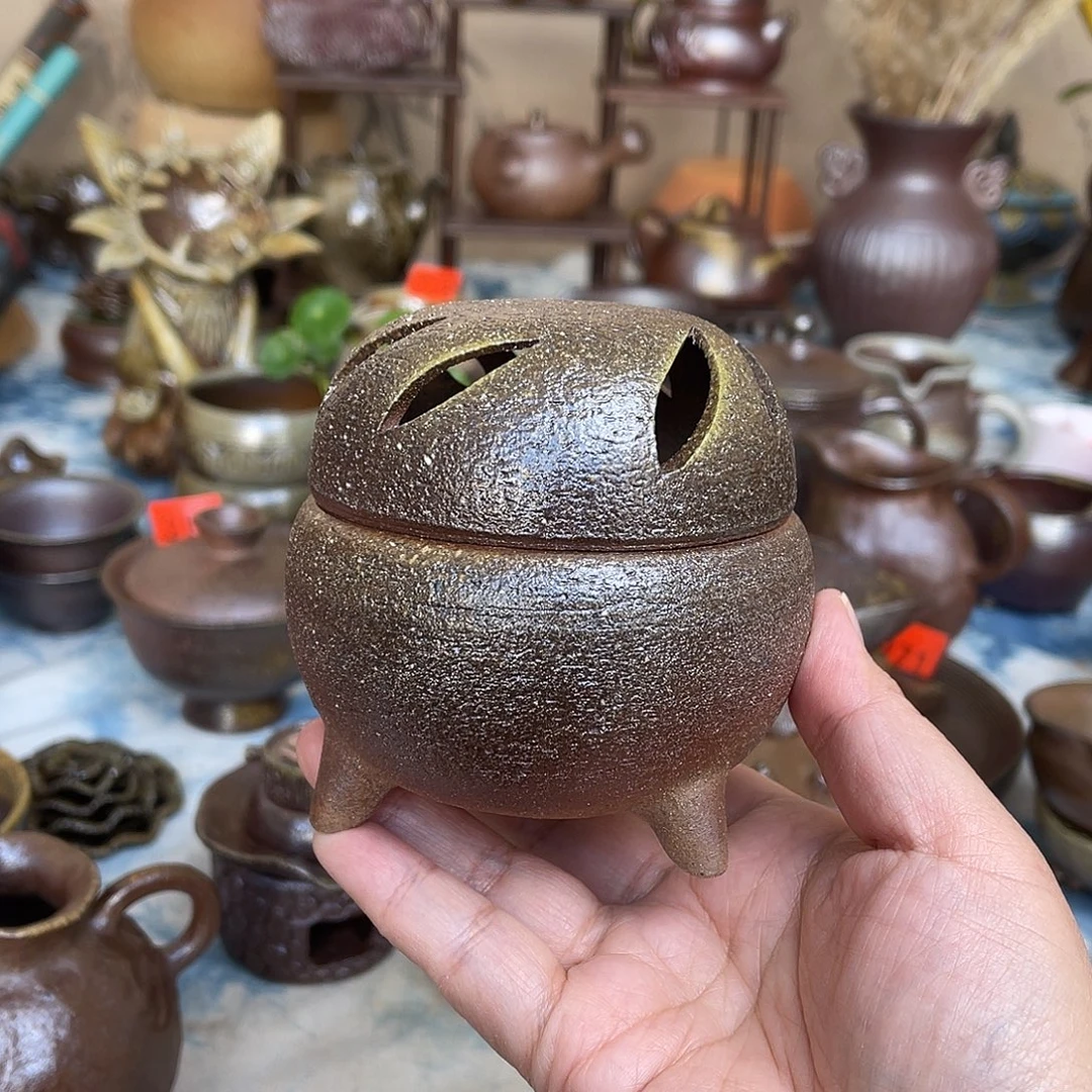 柴烧粗陶手工香炉