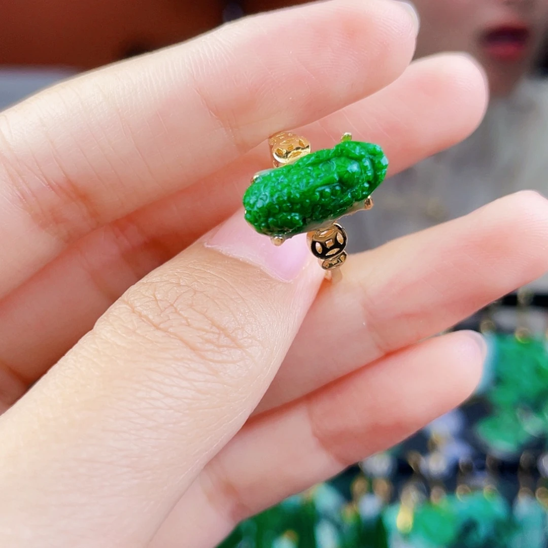 翡翠戒指银S925镶嵌饰品
