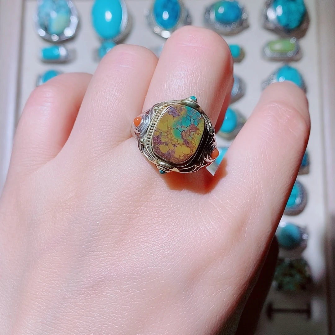 绿松石银S925镶嵌把件