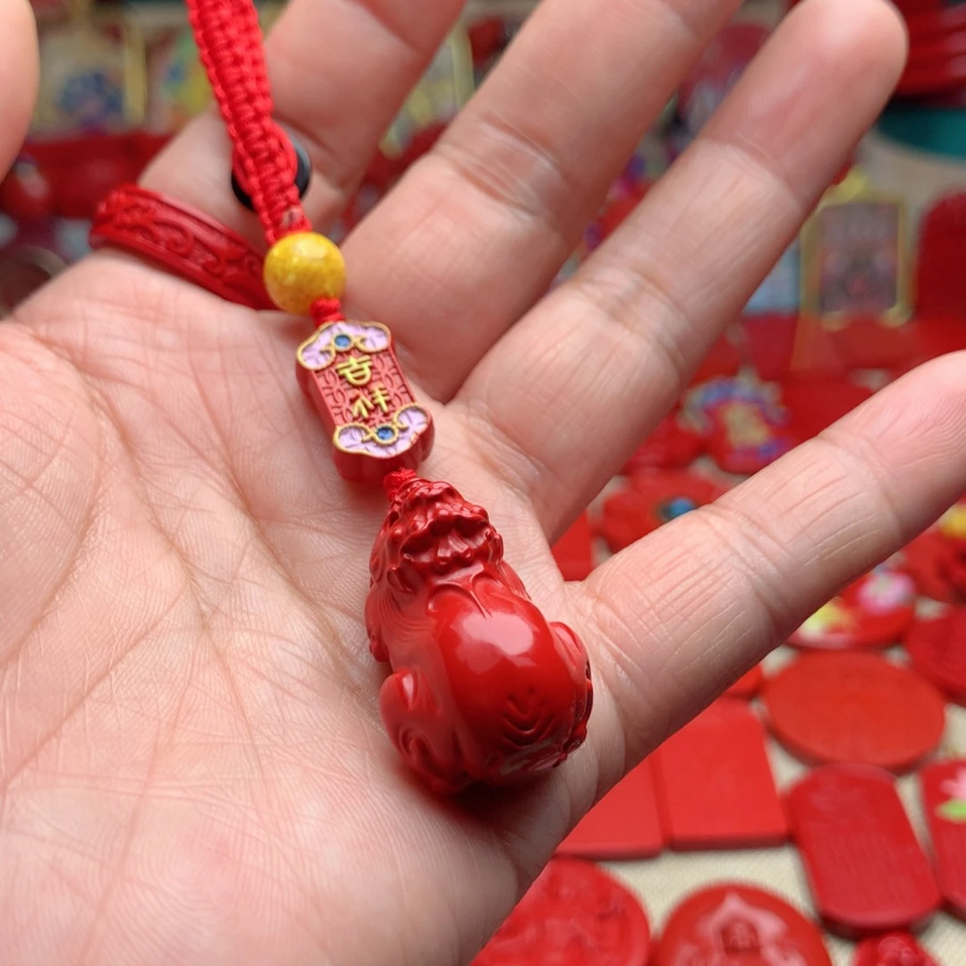 天然辰砂工艺品朱砂钥匙扣