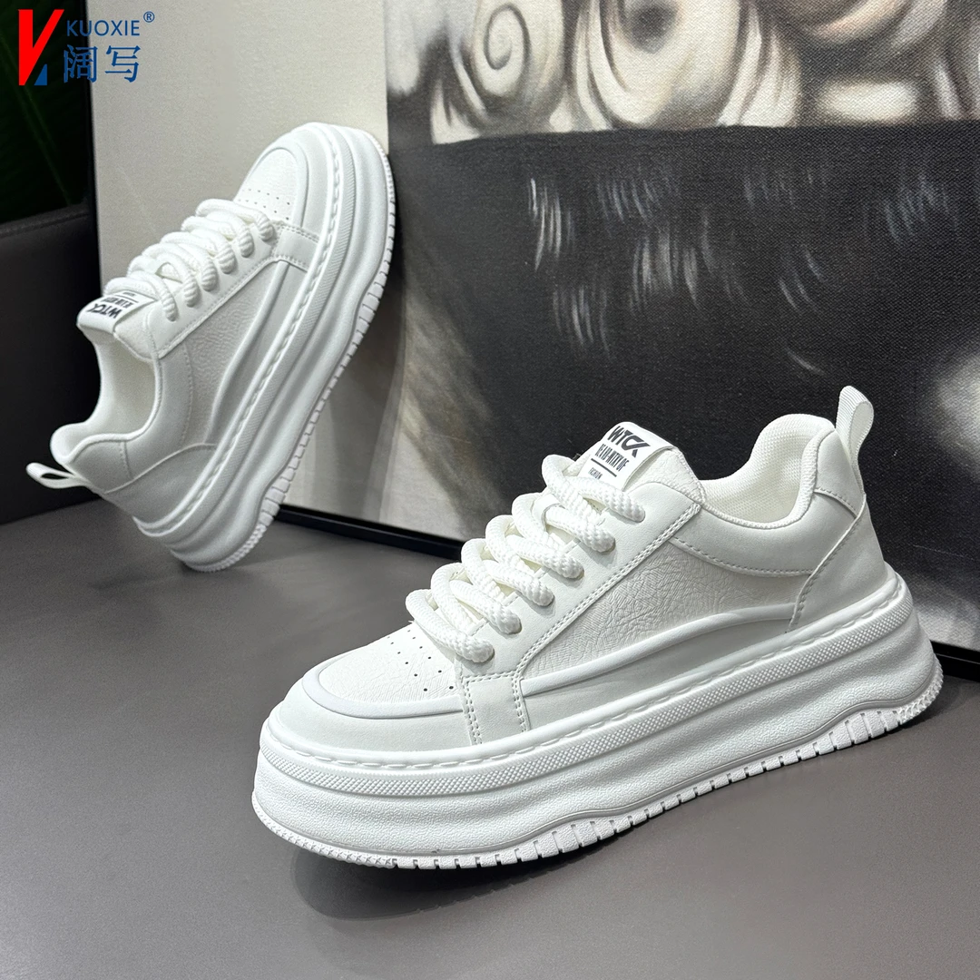 男鞋秋季新款透气低帮小白鞋厚底运动休闲鞋男士百搭时尚板鞋潮鞋