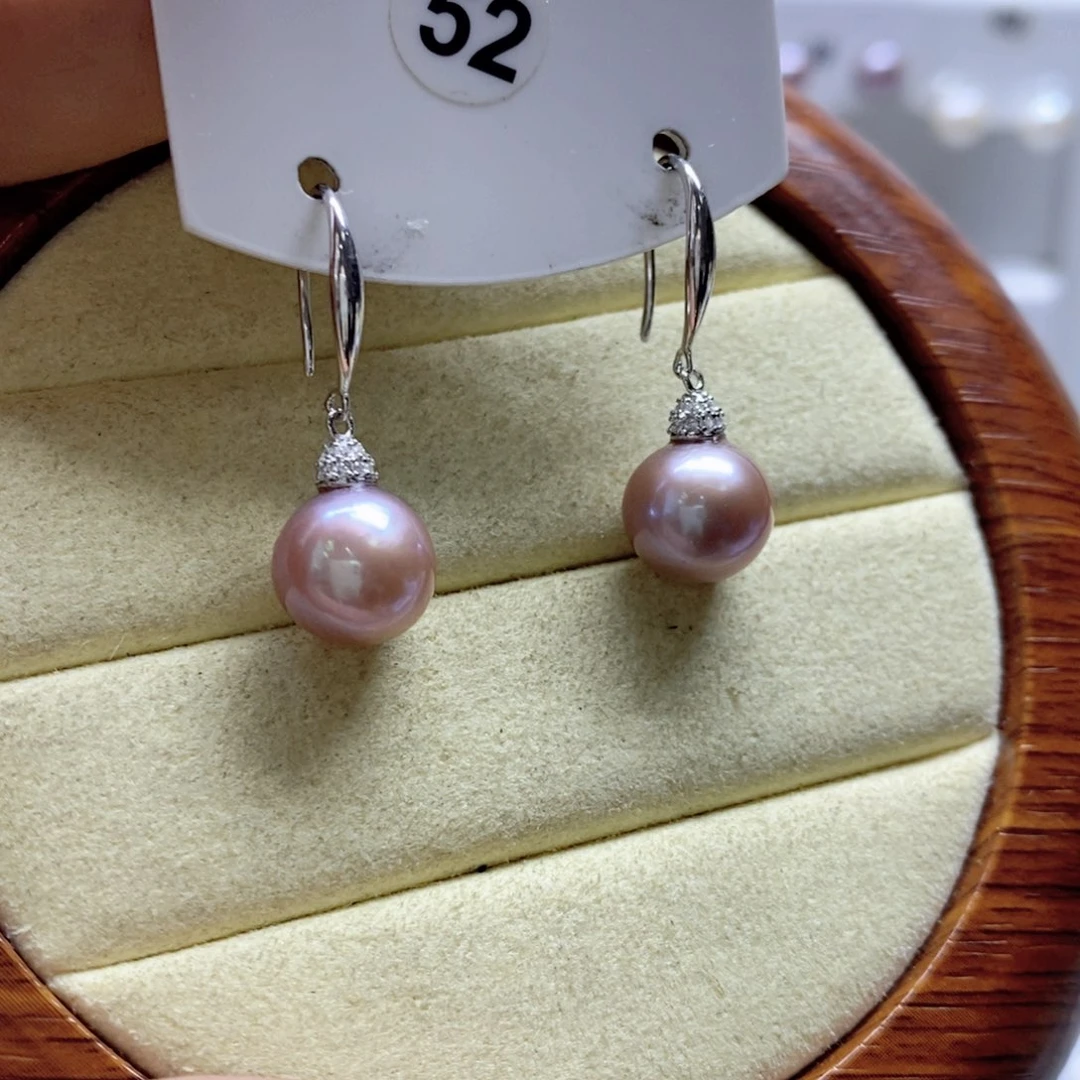银S925镶嵌淡水珍珠耳饰
