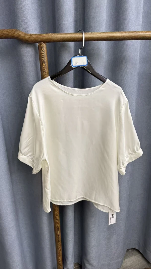 （瑕疵）夏季休闲时尚圆领桑蚕丝短袖上衣女R442