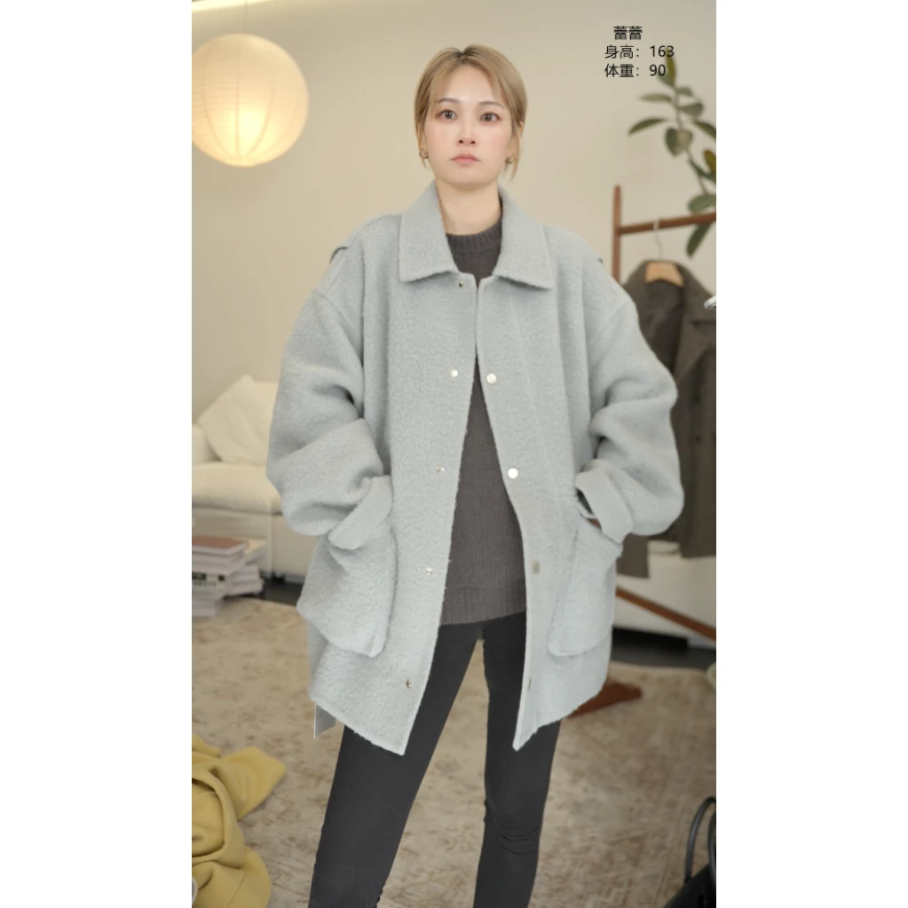 【LEILEI】气质baby毛呢oversize风厚款毛呢外套长袖女装时尚开衫