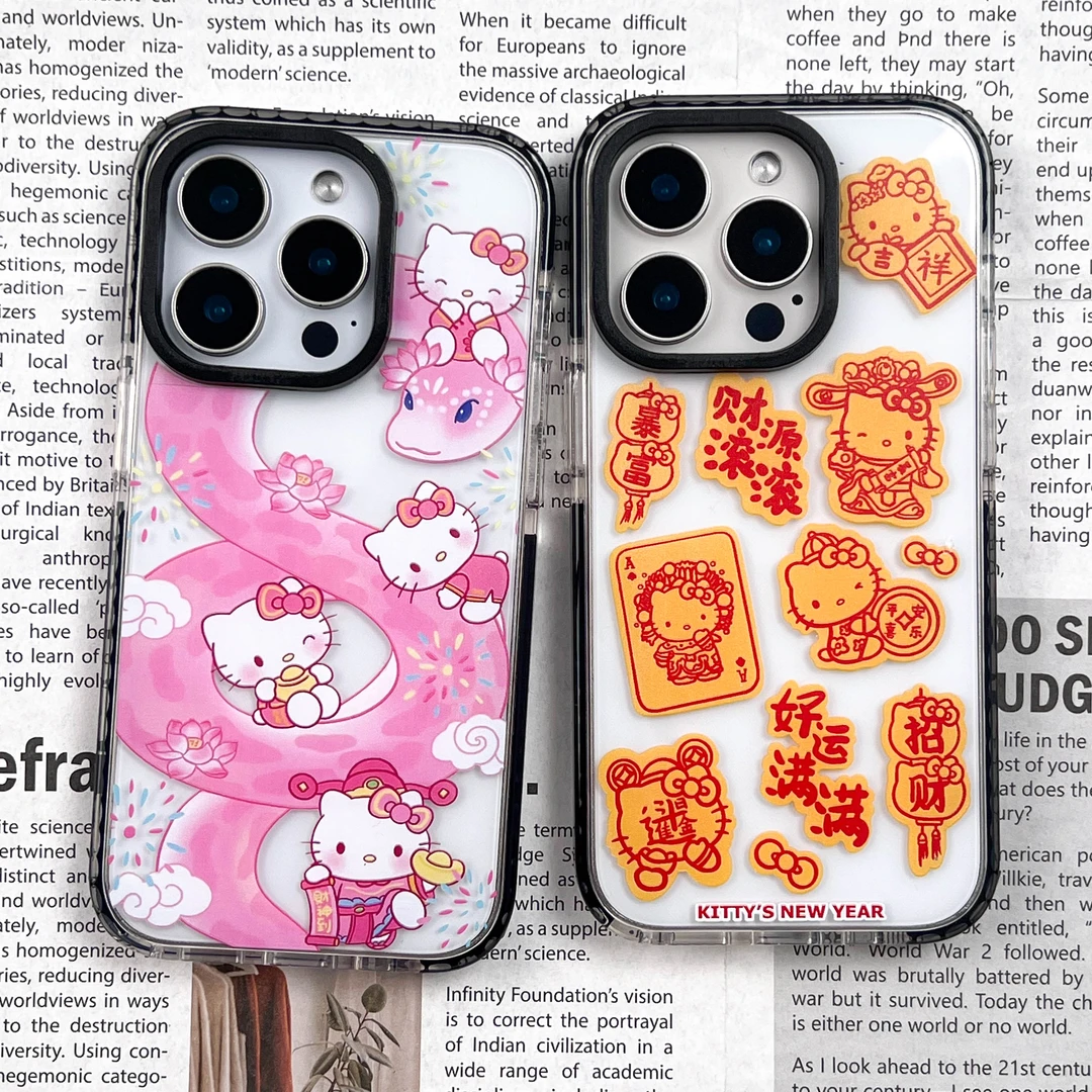 新年蛇年金色kitty猫可爱磁吸13/14/15/16promax适用于苹果手机壳