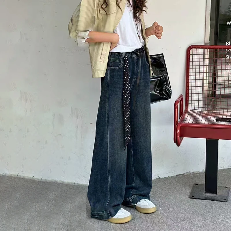 早秋上新女大童牛仔裤2025宽松百搭时髦阔腿裤洋气潮流青少年显瘦