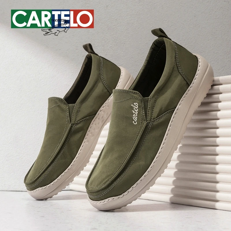 卡帝乐鳄鱼布鞋男一脚蹬休闲男鞋2025新款夏季透气轻便软底帆布鞋