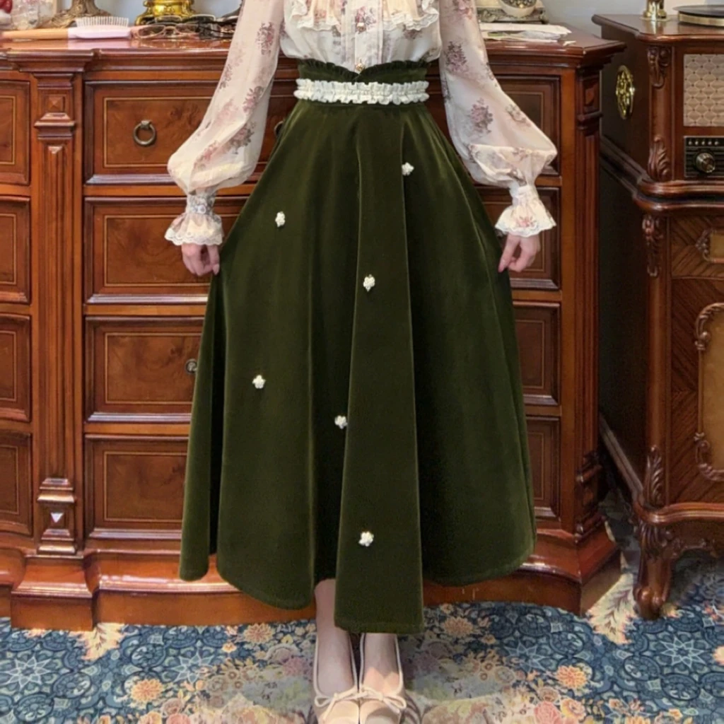 【一生罗曼】法式秋季新款女别致设计感休闲气质大摆宽松a字裙B1275