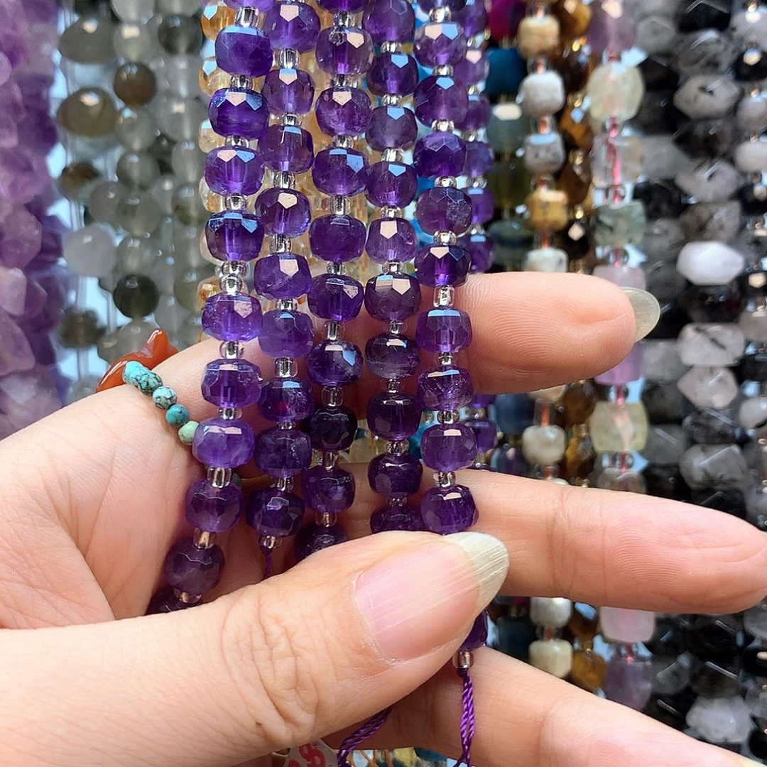 玛瑙/玉髓合金珠宝半成品紫水晶车轮卡8半条