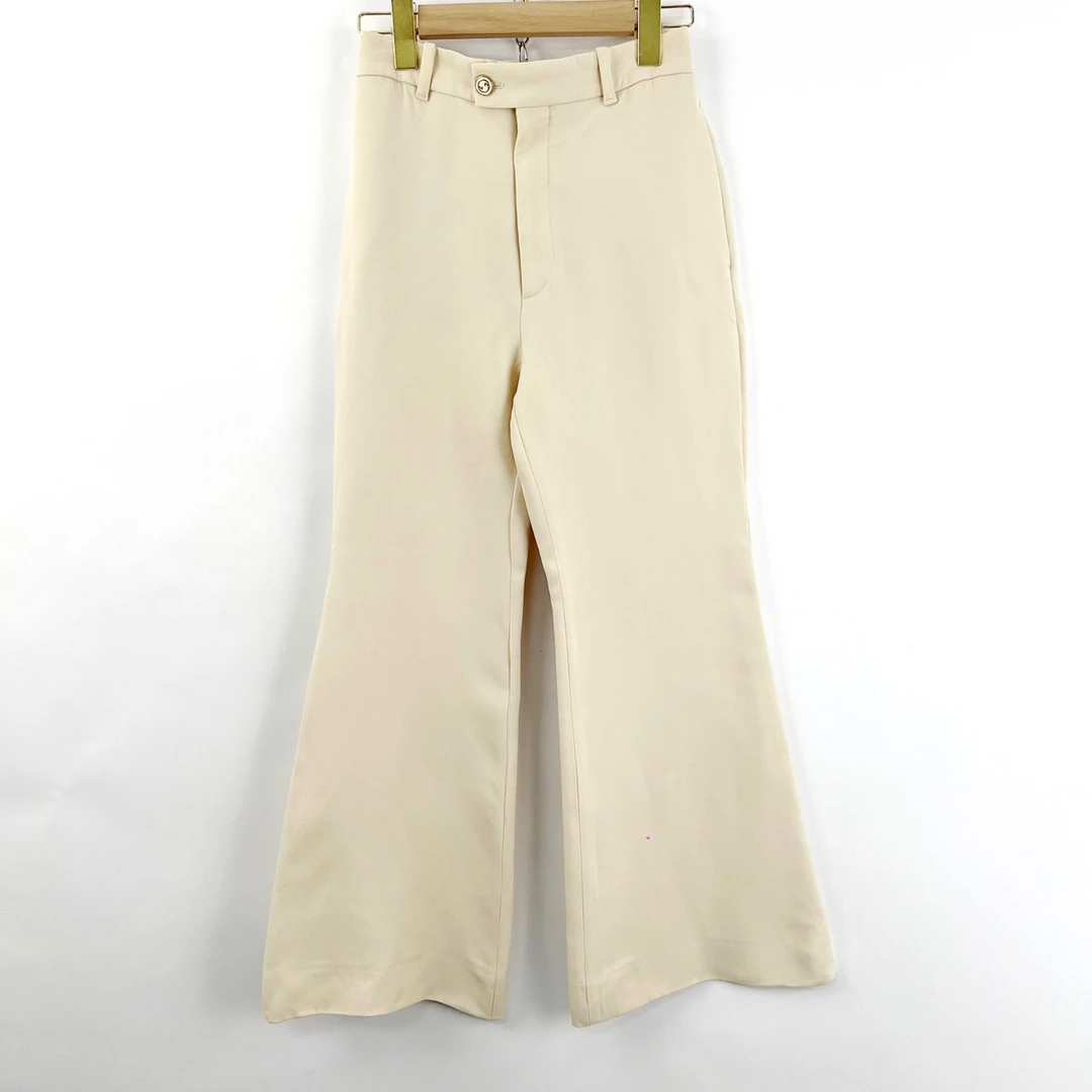99新 GUCCI/古驰 36码/米白色喇叭西装裤/05308