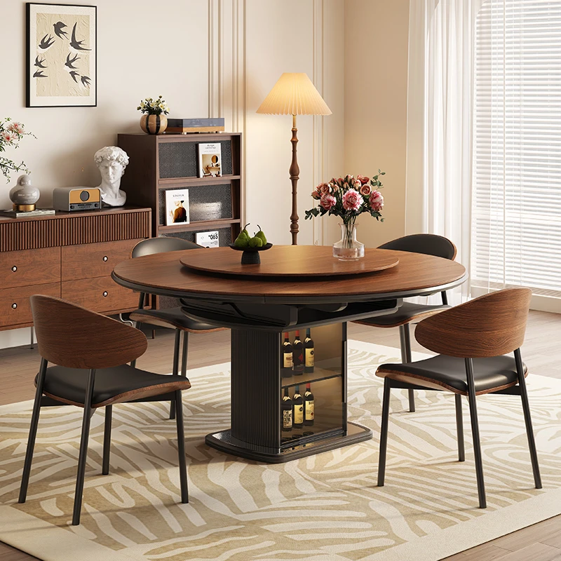 中古风餐桌椅可伸缩多功能餐桌简约家用饭桌子新中式意式极简餐厅