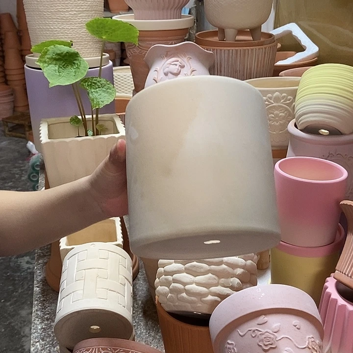 14×14白陶直筒盆2个