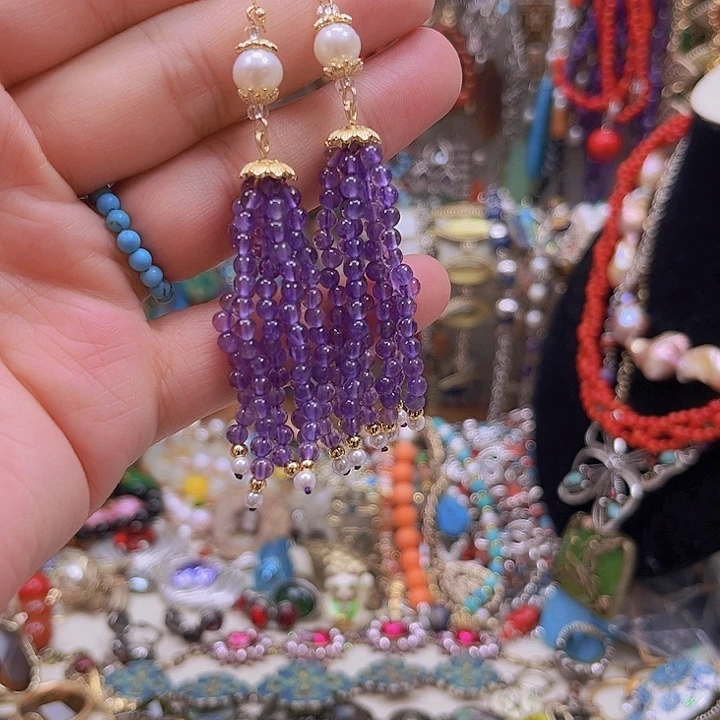 纯铜无合金紫水耳坠