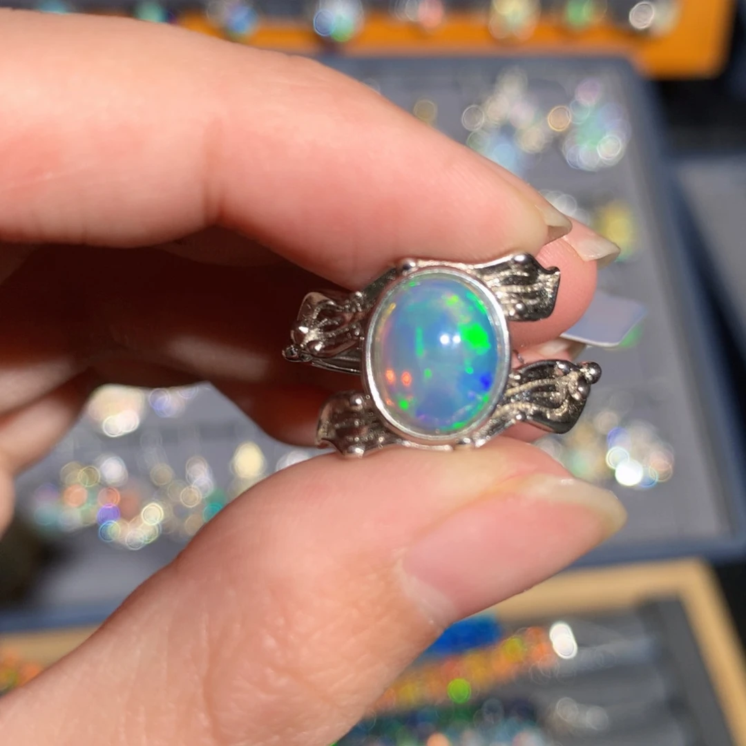 银S925镶嵌欧泊欧泊戒指y