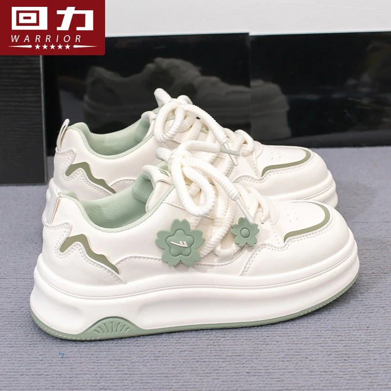 回力女鞋抹茶绿小白鞋女2025新款春季厚底板鞋透气百搭休闲运动鞋