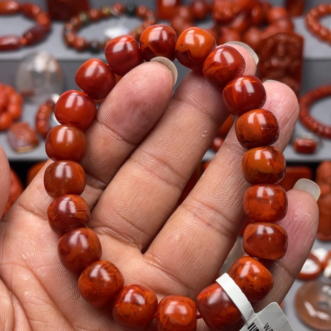 南红玛瑙足铂镶嵌珠宝奇石单圈11