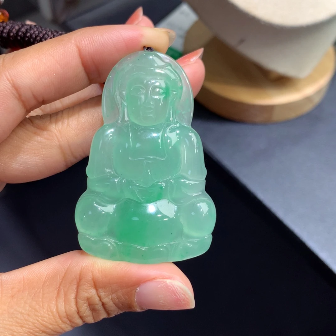 颈饰银S925镶嵌石英质玉（非洲翠）