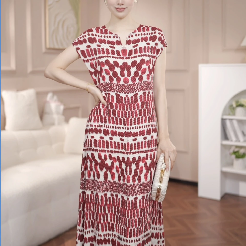 2025夏季新款气质原创褶皱短袖裙子#511