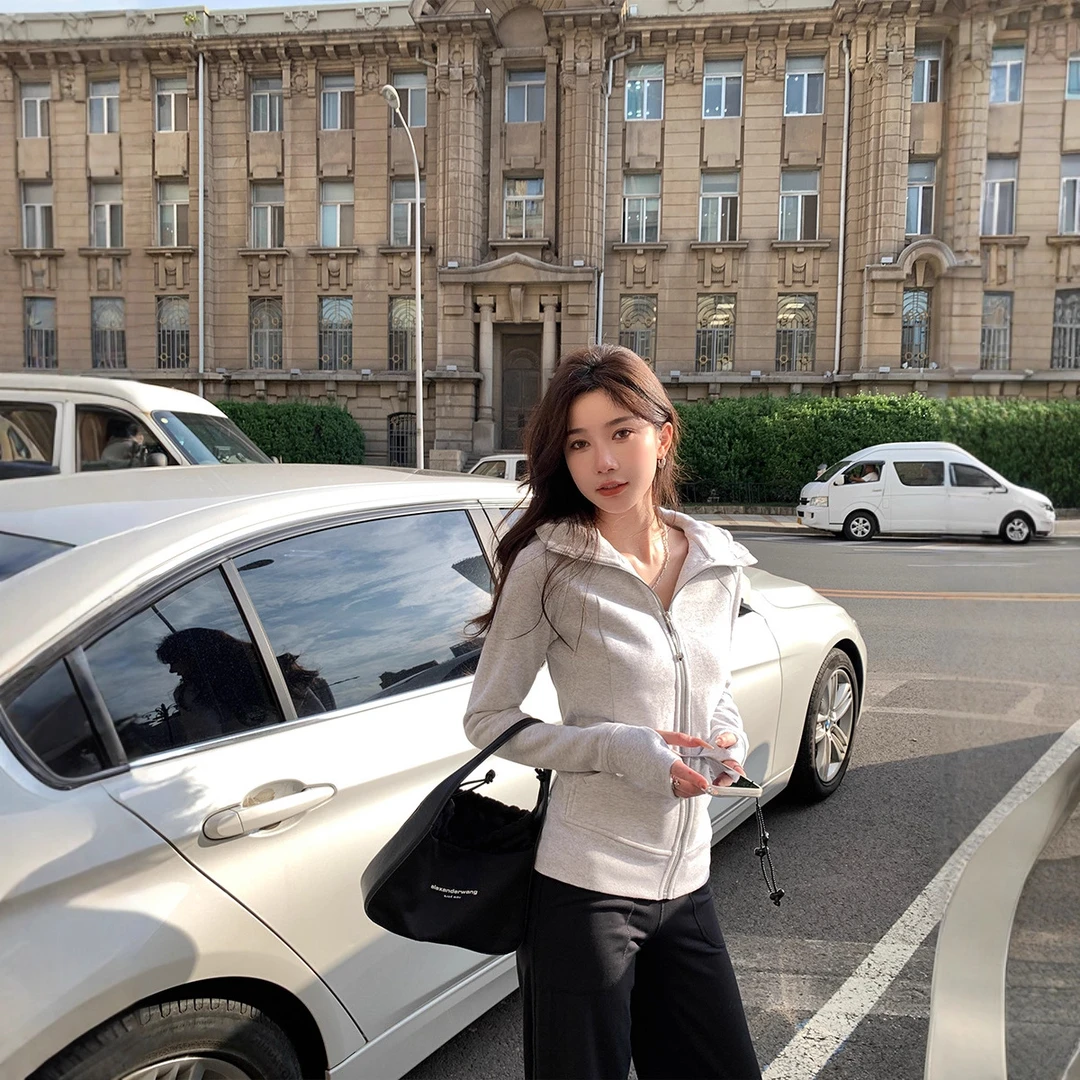 穿过才知道！修身外套女款收腰秋季2025连帽早秋穿搭上衣韩系女装
